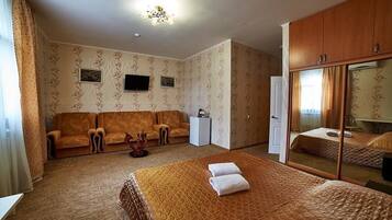 1 غرفة نوم ومكتب وتجهيزات عازلة للصوت ومكواة/لوح كي