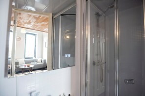 Apartment, 1 Bedroom, Private Bathroom, Mezzanine | Bathroom | Hair dryer, towels