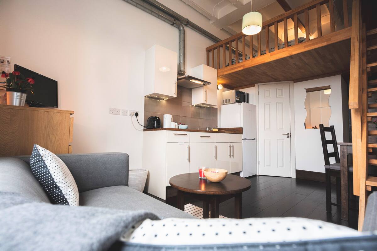 Appartamento, 1 camera da letto, bagno privato, al piano ammezzato | Cucina privata | Frigorifero, microonde, bollitore elettrico
