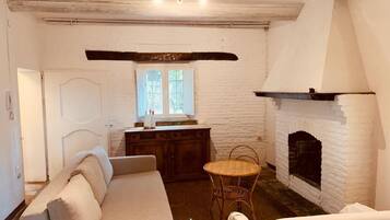 TV, lareira, mesa de pingue-pongue