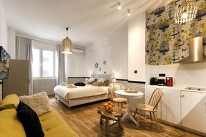 Design Studio, 1 Double Bed with Sofa bed, Non Smoking, Refrigerator | Living room