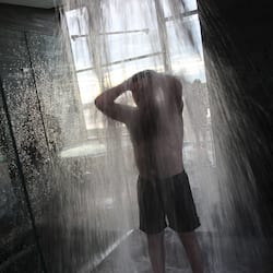 Experience the refreshing shower with a rainfall feature.