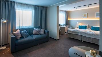 2 bedrooms, blackout curtains, iron/ironing board, cots/infant beds