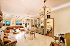 Panoramic Apartment, 2 Bedrooms, Balcony, City View | Living area | 42-inch Smart TV with digital channels, TV, Netflix - Breathtaking view Athenian apartment by VillaRentalsgr (Athens)