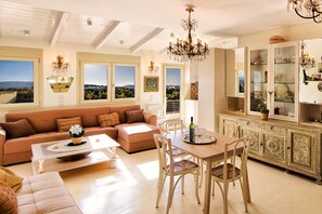 Panoramic Apartment, 2 Bedrooms, Balcony, City View | Living area | 42-inch Smart TV with digital channels, TV, Netflix - Breathtaking view Athenian apartment by VillaRentalsgr (Athens)