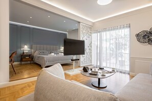 Executive Apartment, 1 King Bed with Sofa bed, Jetted Tub, City View | Living area | Flat-screen TV, Netflix, streaming services - Chic Central Athens Apartment at Mavilli Sq. by VillaRentalsgr (Athens)