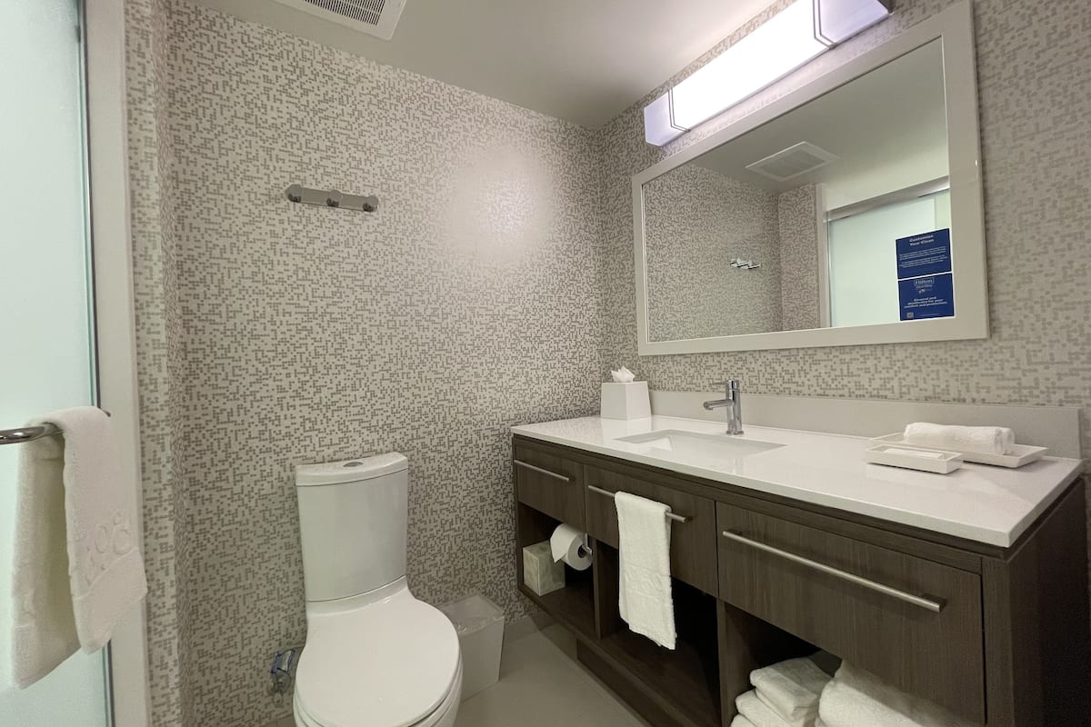 free toiletries, hair dryer, bathrobes, towels