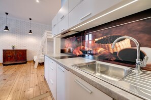 Studio Apartment | 私人厨房 | 冰箱、炉灶、洗碗机、茶具/咖啡用具