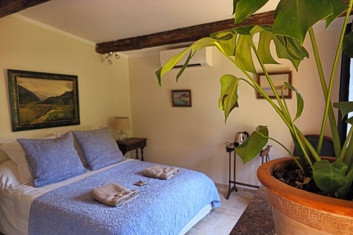 Double Room (Chambre des toits) | Laptop workspace, blackout drapes, iron/ironing board, WiFi (free)