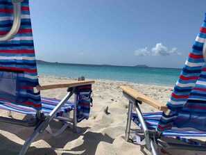 Beach nearby, sun-loungers, beach towels