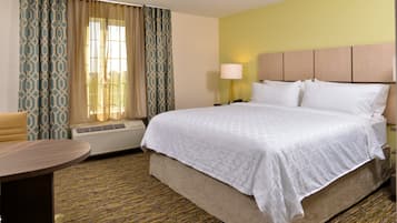 Individually furnished, desk, laptop workspace, blackout curtains