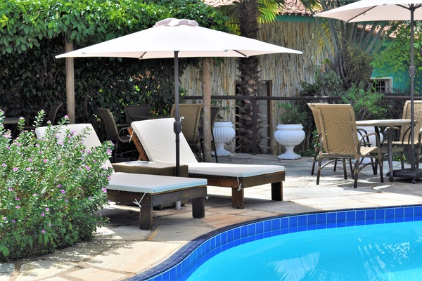 Outdoor pool, sun loungers