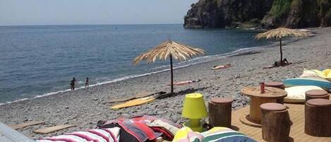 Sun-loungers, beach towels