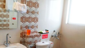 Luxury Double Room | Bathroom | Bathrobes, towels - Instay (Gurugram)