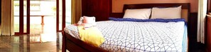 Minibar, desk, laptop workspace, blackout curtains