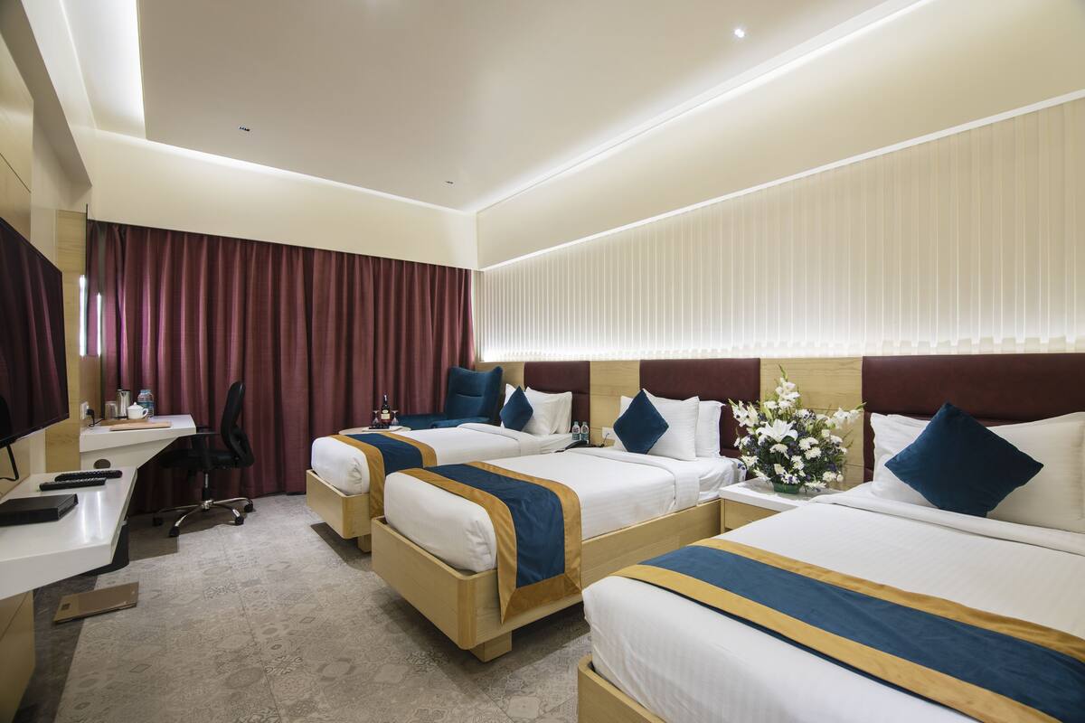 Down duvets, memory-foam beds, minibar, in-room safe