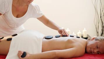 Hot tub, steam room, hot stone massages, body wraps, massages