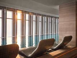 Indoor pool, sun loungers, lifeguards on site