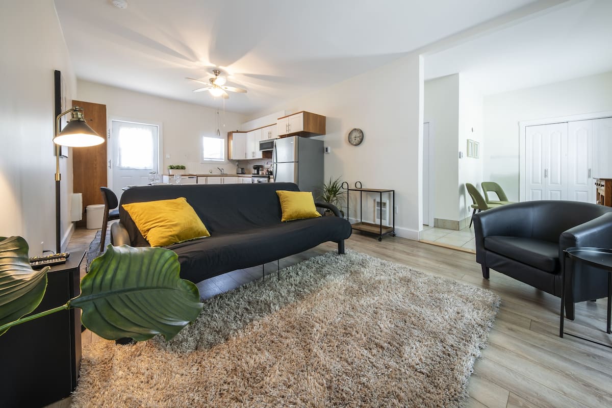 apartment, balcony | living area | 40-inch smart tv with satellite channels, tv, fireplace