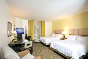 Studio Suite, 2 Queen Beds | Down duvets, desk, laptop workspace, blackout curtains