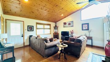 TV connectée, lecteur de DVD, livres, vidéothèque