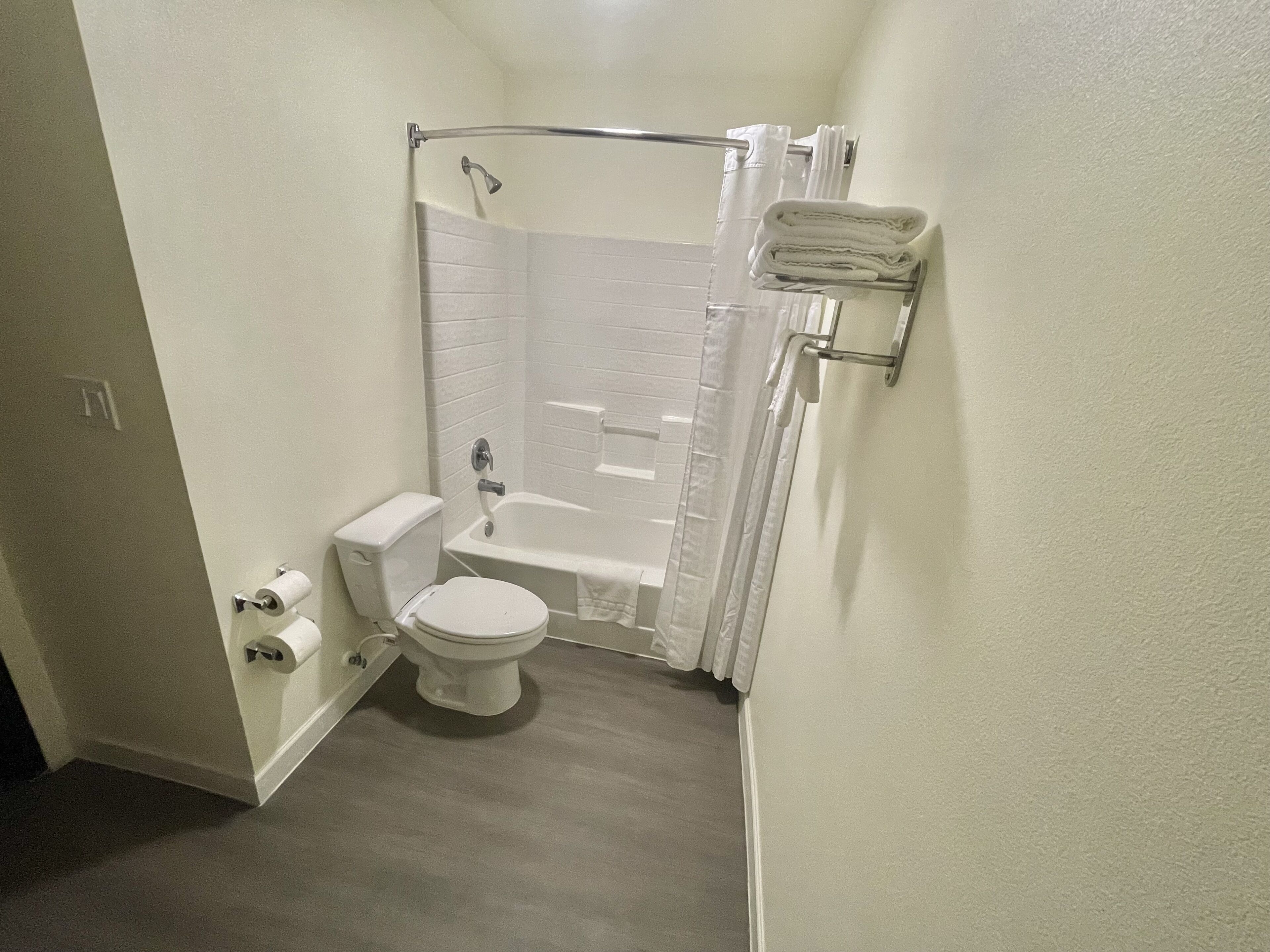 hair dryer, bathrobes, towels, soap