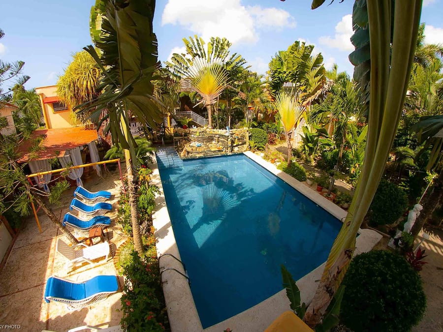 Outdoor pool, pool umbrellas