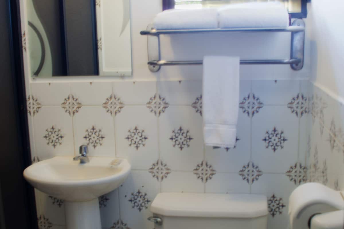 shower, free toiletries, towels, soap