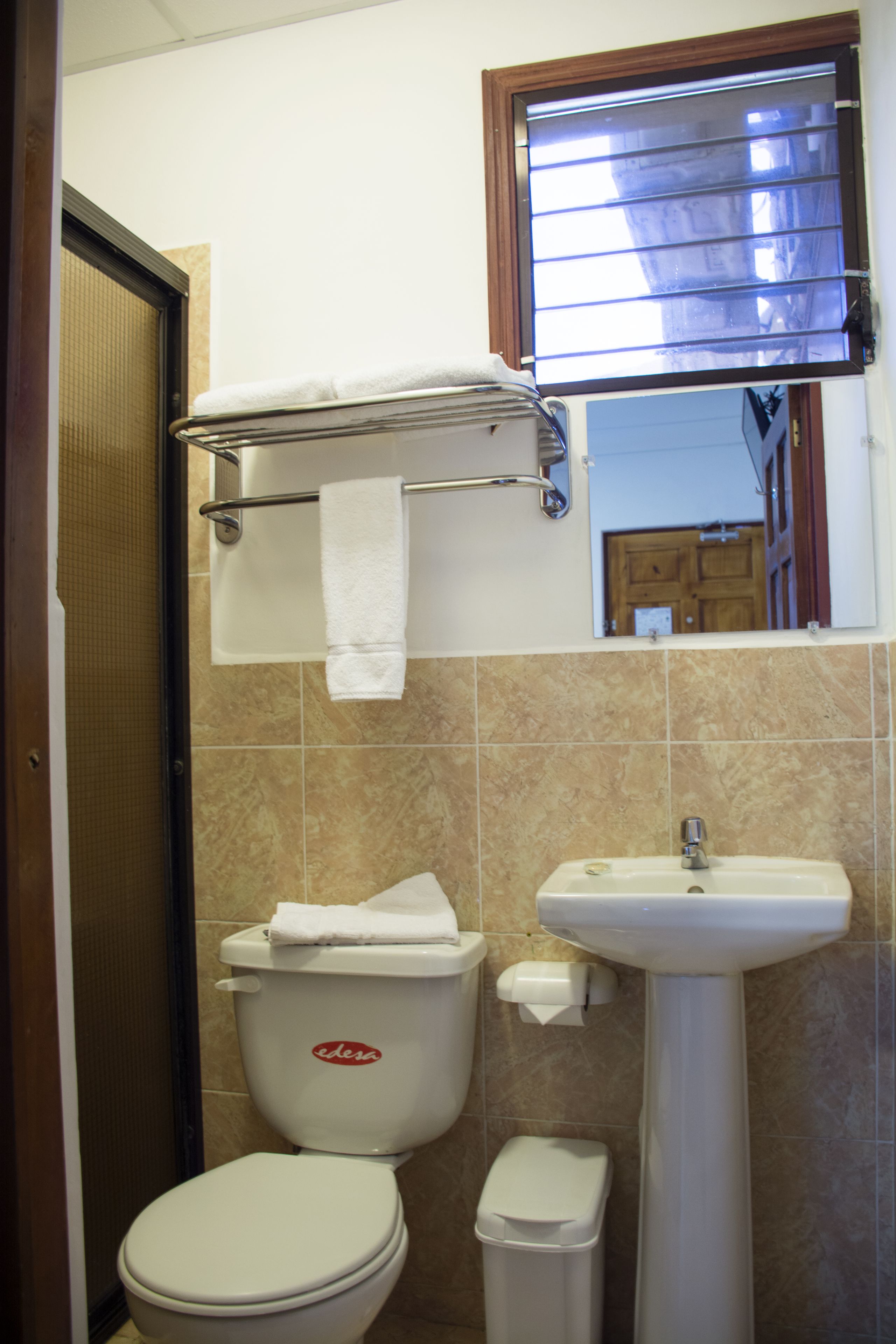 shower, free toiletries, towels, soap