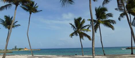 On the beach, beach towels