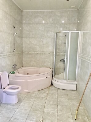 Shower, slippers, towels