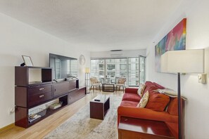TV, DVD player, books