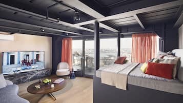 Signature Apartment, 1 Bedroom, Sea View, Executive Level | Living room | 65-inch plasma TV with cable channels, Smart TV, Netflix