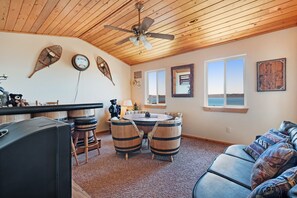 TV, fireplace, DVD player, video library