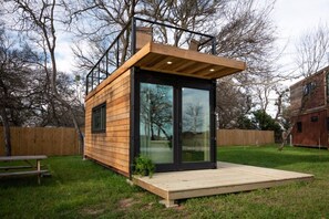 Entire outside clad in red cedar.