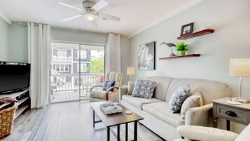 Smart TV, DVD player, books, video library