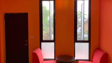 Desk, free WiFi, bed sheets