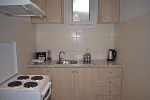 Apartment, 1 Bedroom | Private kitchen | Full-size fridge, oven, stovetop, electric kettle