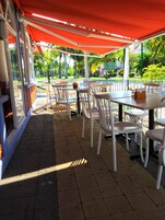 Breakfast and lunch served, local cuisine