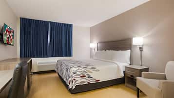 1 dormitorio, espacio para trabajar con un portátil, cortinas opacas