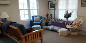 Smart TV, fireplace, DVD player, video library