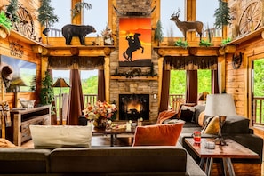 Smart TV, fireplace, table football, video library