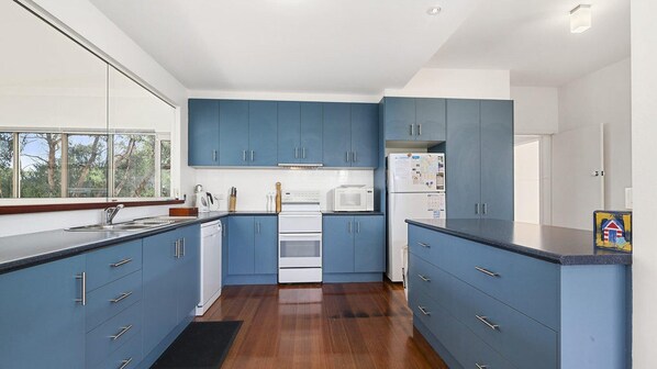 Kühlschrank, Mikrowelle, Herdplatte, Geschirrspüler