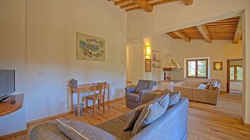 Televisión y chimenea