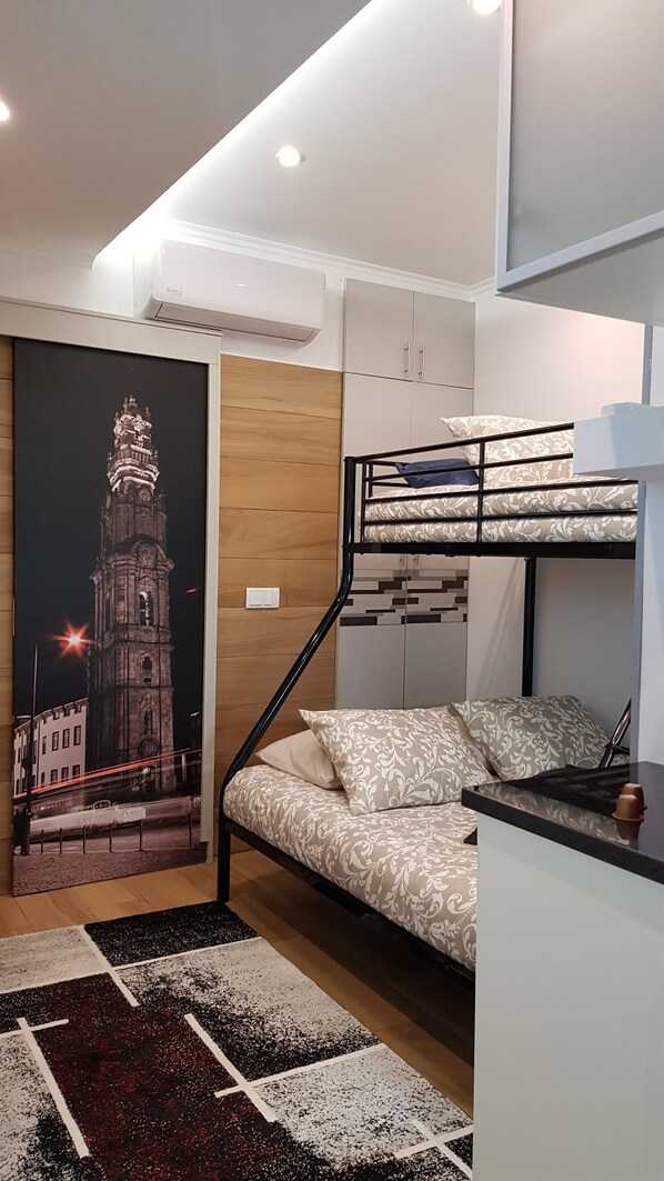 1 bedroom, desk, soundproofing, iron/ironing board