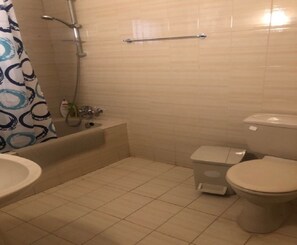 Bathtub, hair dryer, soap