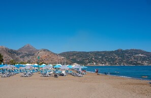 On the beach, free beach shuttle