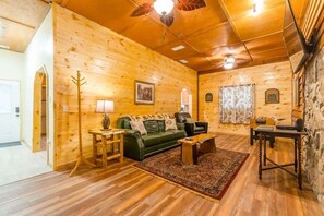 Smart TV, fireplace, DVD player, foosball