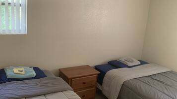 Blackout curtains, free WiFi, bed sheets