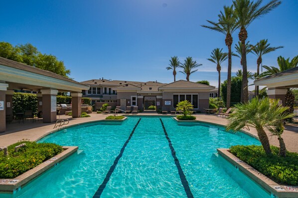 Outdoor pool, a heated pool
